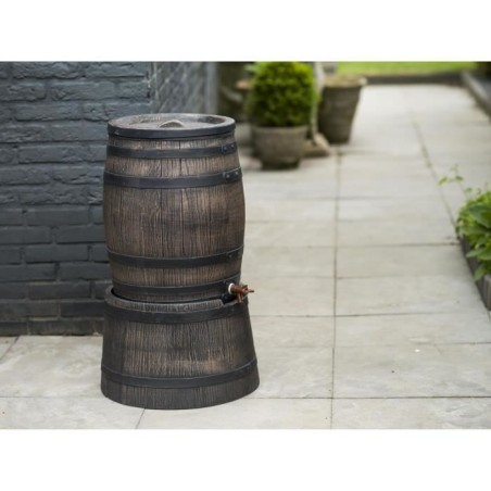 Pied pour récupérateur d'eau en forme de barrique - NATURE - 50 litres - PE rotomoulé brun