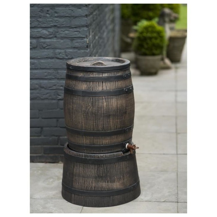 Pied pour récupérateur d'eau en forme de barrique - NATURE - 50 litres - PE rotomoulé brun Pied pour récupérateur d'eau en forme de barrique - NATURE - 50 litres - PE rotomoulé brun