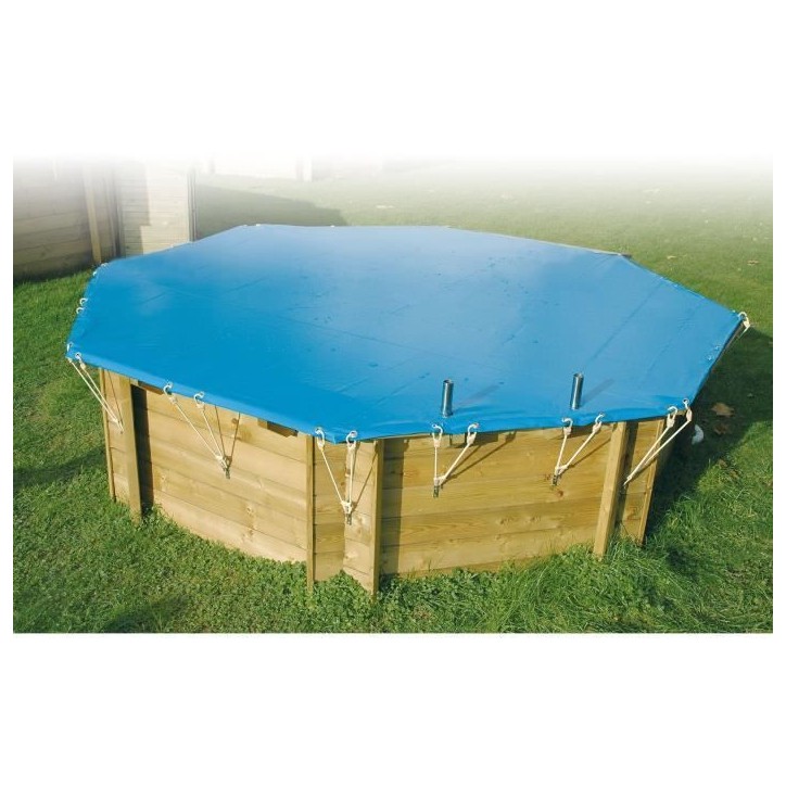 Bâche d'hiver et de sécurité pour piscine bois UBBINK rectangulaire 200x350 - Bleue - Epaisseur 550gr