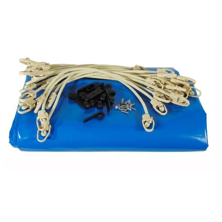 Bâche d'hiver et de sécurité pour piscine bois UBBINK rectangulaire 200x350 - Bleue - Epaisseur 550gr