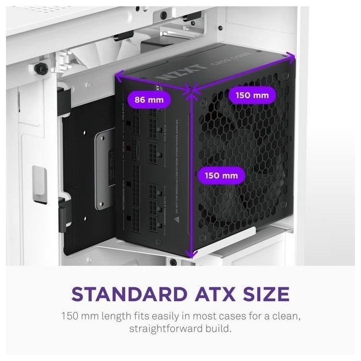 Alimentation PC - NZXT - PA-8G3BB-EU - C850 Gold Core - 80Plus Gold - Fully-modular - ATX 3.1 Power Supply - EU Power Cord Alimentation PC - NZXT - PA-8G3BB-EU - C850 Gold Core - 80Plus Gold - Fully-modular - ATX 3.1 Power Supply - EU Power Cord