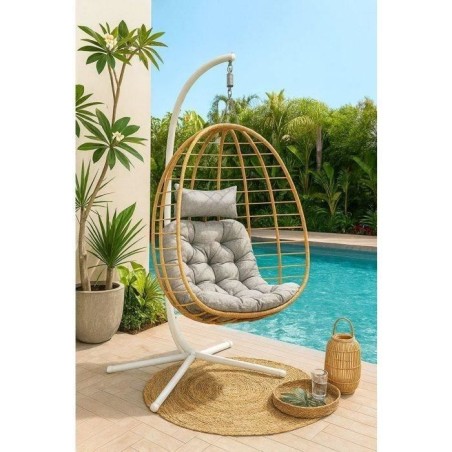 Fauteuil oeuf suspendu - PALAVA - Structure en acier - Tissage en roti