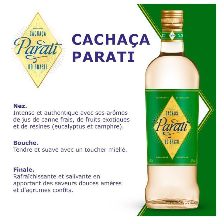 PARATI - Cachaça - Origine : Brésil - 38% Alcool - Bouteille 70 cl PARATI - Cachaça - Origine : Brésil - 38% Alcool - Bouteille 70 cl