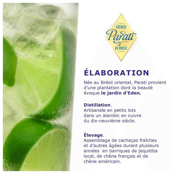 PARATI - Cachaça - Origine : Brésil - 38% Alcool - Bouteille 70 cl PARATI - Cachaça - Origine : Brésil - 38% Alcool - Bouteille 70 cl