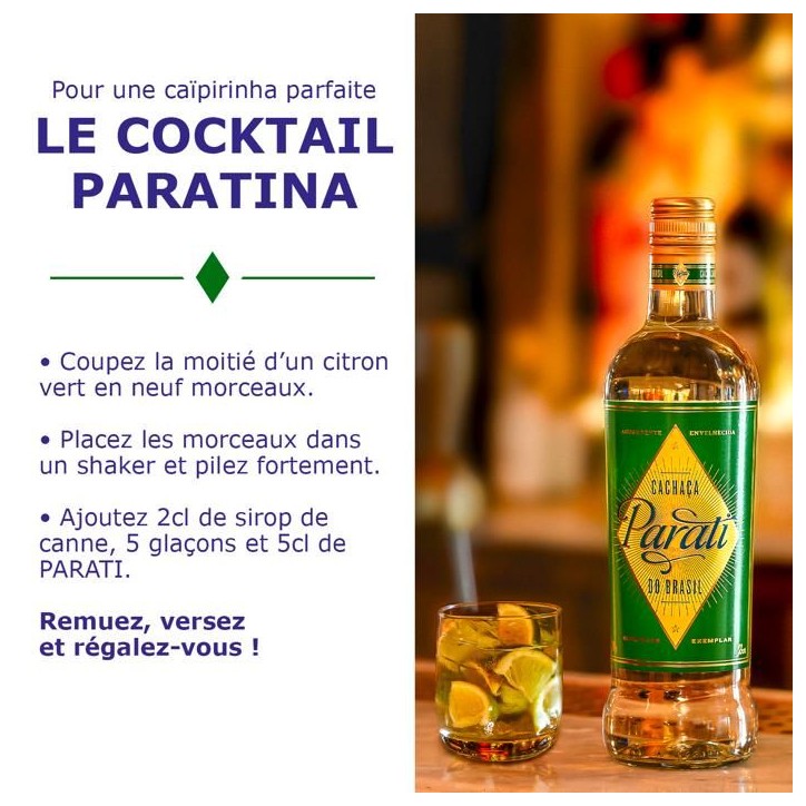 PARATI - Cachaça - Origine : Brésil - 38% Alcool - Bouteille 70 cl PARATI - Cachaça - Origine : Brésil - 38% Alcool - Bouteille 70 cl