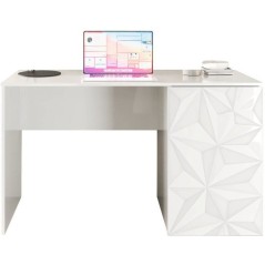 Bureau - PARIGI - Blanc laqué brillant avec sérigraphie - 120 x 60 x