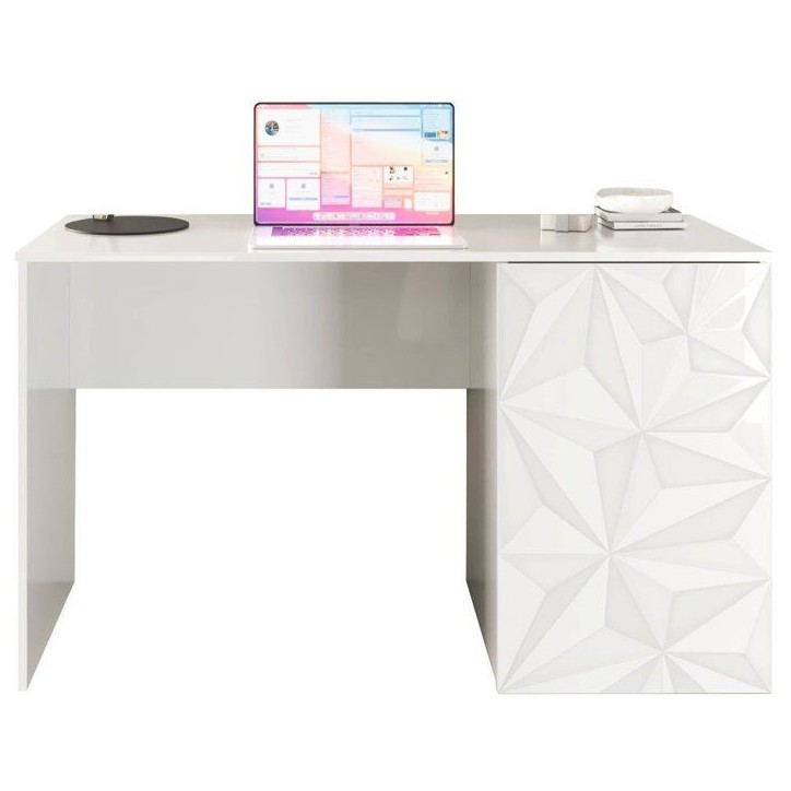 Bureau - PARIGI - Blanc laqué brillant avec sérigraphie - 120 x 60 x 75 cm Bureau - PARIGI - Blanc laqué brillant avec sérigraphie - 120 x 60 x 75 cm