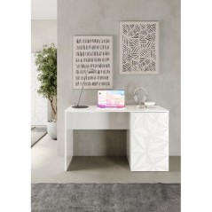Bureau - PARIGI - Blanc laqué brillant avec sérigraphie - 120 x 60 x 75 cm
