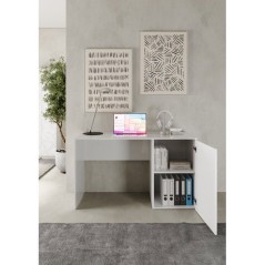 Bureau - PARIGI - Blanc laqué brillant avec sérigraphie - 120 x 60 x