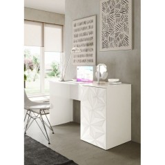 Bureau - PARIGI - Blanc laqué brillant avec sérigraphie - 120 x 60 x