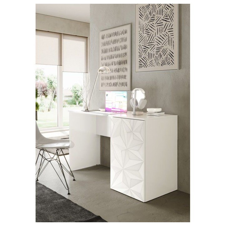 Bureau - PARIGI - Blanc laqué brillant avec sérigraphie - 120 x 60 x 75 cm Bureau - PARIGI - Blanc laqué brillant avec sérigraphie - 120 x 60 x 75 cm
