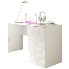 Bureau - PARIGI - Blanc laqué brillant avec sérigraphie - 120 x 60 x