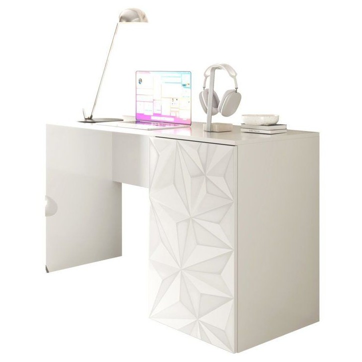 Bureau - PARIGI - Blanc laqué brillant avec sérigraphie - 120 x 60 x 75 cm Bureau - PARIGI - Blanc laqué brillant avec sérigraphie - 120 x 60 x 75 cm