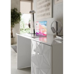 Bureau - PARIGI - Blanc laqué brillant avec sérigraphie - 120 x 60 x