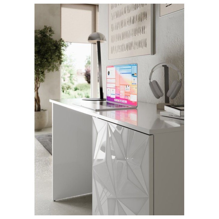 Bureau - PARIGI - Blanc laqué brillant avec sérigraphie - 120 x 60 x 75 cm Bureau - PARIGI - Blanc laqué brillant avec sérigraphie - 120 x 60 x 75 cm