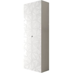 Armoire de rangement - 2 portes - 3 étageres - Blanc laqué - L63 x P35 x H184 cm - PARIGI