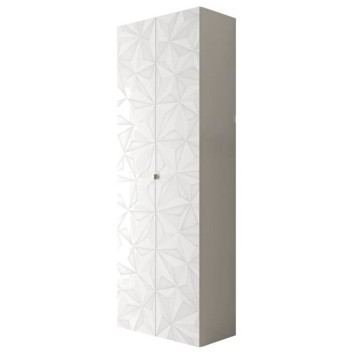Armoire de rangement - 2 portes - 3 étageres - Blanc laqué - L63 x P35 x H184 cm - PARIGI