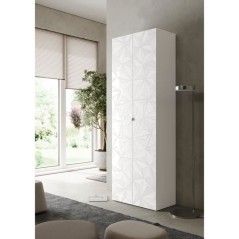 Armoire de rangement - 2 portes - 3 étageres - Blanc laqué - L63 x P