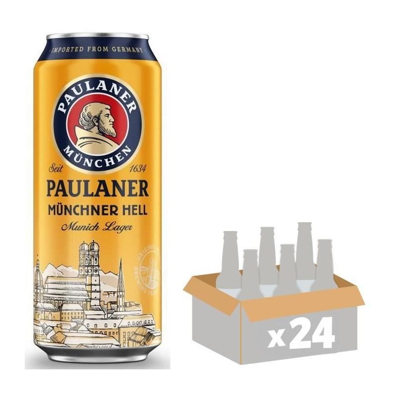 Biere Paulaner Münchner Hell Munich Lager - Canettes 24 x 50 cl - 4,9