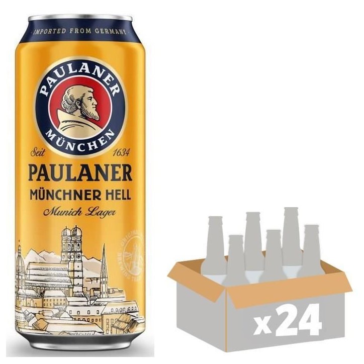 Biere Paulaner Münchner Hell Munich Lager - Canettes 24 x 50 cl - 4,9°