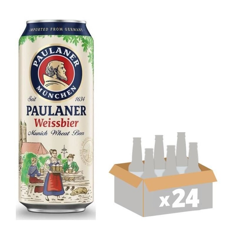 Biere Paulaner Weissbier Munich Wheat Beer - Canettes 24 x 50 cl - 5,5