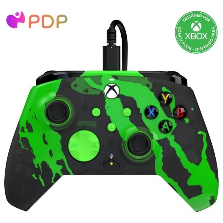 Manette de jeu - Xbox - Rematch Glow Advanced - Filaire - Jolt Green - PDP Manette de jeu - Xbox - Rematch Glow Advanced - Filaire - Jolt Green - PDP