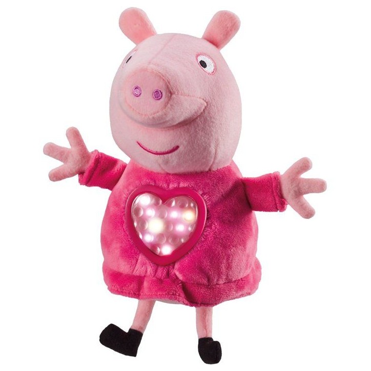 Peluche sleepover avec lumiere et berceuse - BANDAI - Peppa Pig - Jouet doux et câlin avec sac de couchage
