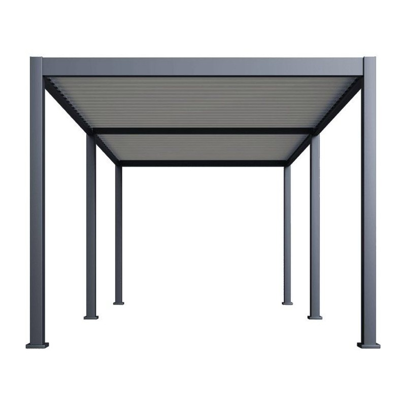 Pergola bioclimatique - 3 x 6 m - 18 m² - Structure aluminium anthrac
