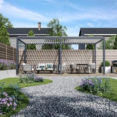 Pergola bioclimatique - 3 x 6 m - 18 m² - Structure aluminium anthrac