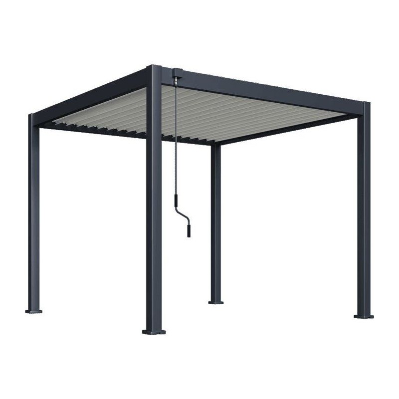 Pergola bioclimatique - 3 x 3 m - 9 m² - Structure aluminium anthraci