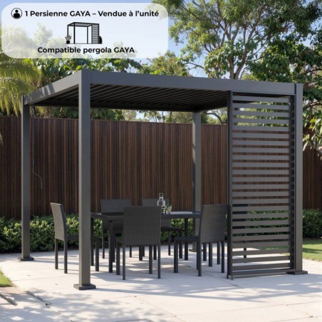 Persienne aluminium pour pergola - GAYA - Compatible PERGOLAGAYA - Gris - 229 x 93 cm