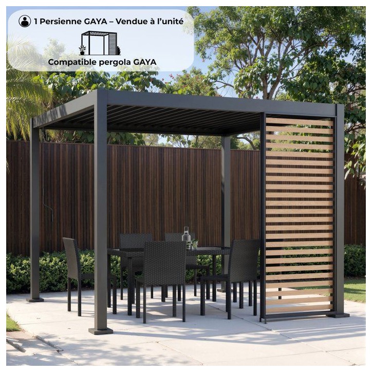 Persienne aluminium pour pergola - GAYA - Compatible PERGOLAGAYA - Gris et naturel - 229 x 93 cm Persienne aluminium pour pergola - GAYA - Compatible PERGOLAGAYA - Gris et naturel - 229 x 93 cm