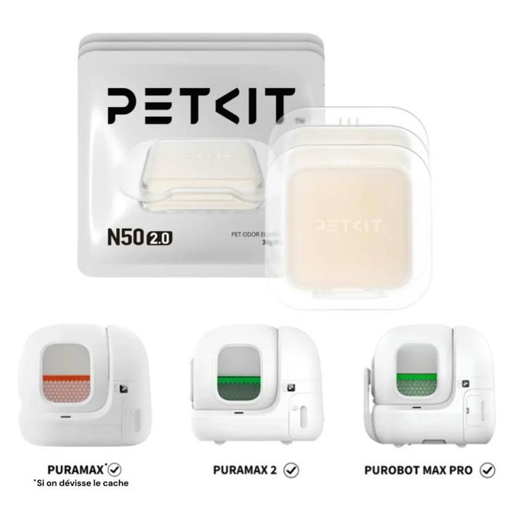Lot de 3 désodorisants - PETKIT - N50 2.0 - Pour litiere automatique PURAMAX 2