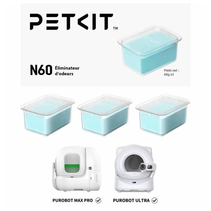 Lot de 3 désodorisants - PETKIT - N60 - Pour litiere automatique Lot de 3 désodorisants - PETKIT - N60 - Pour litiere automatique