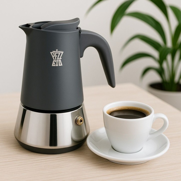 Cafetiere italienne - PEZZETTI - STEELEXPRESS - Acier inoxydable - 6 tasses - Tous feux dont induction - Bleu Indigo Cafetiere italienne - PEZZETTI - STEELEXPRESS - Acier inoxydable - 6 tasses - Tous feux dont induction - Bleu Indigo