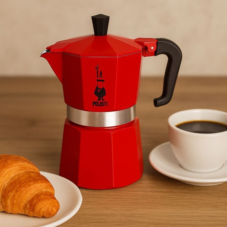 Cafetiere italienne - PEZZETTI - ITALEXPRESS - Aluminium - 6 tasses - Rouge Cafetiere italienne - PEZZETTI - ITALEXPRESS - Aluminium - 6 tasses - Rouge