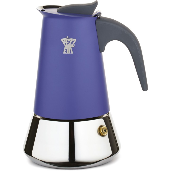 Cafetiere italienne - PEZZETTI - STEELEXPRESS - Acier inoxydable - 6 tasses - Tous feux dont induction - Bleu Indigo Cafetiere italienne - PEZZETTI - STEELEXPRESS - Acier inoxydable - 6 tasses - Tous feux dont induction - Bleu Indigo