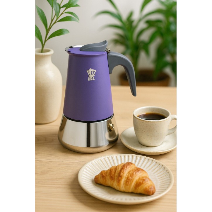 Cafetiere italienne - PEZZETTI - STEELEXPRESS - Acier inoxydable - 6 tasses - Tous feux dont induction - Bleu Indigo Cafetiere italienne - PEZZETTI - STEELEXPRESS - Acier inoxydable - 6 tasses - Tous feux dont induction - Bleu Indigo