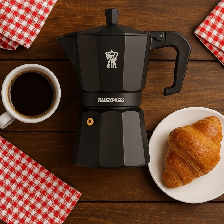 Cafetiere italienne - PEZZETTI - ITALEXPRESS - Aluminium - 6 tasses - Noir Cafetiere italienne - PEZZETTI - ITALEXPRESS - Aluminium - 6 tasses - Noir