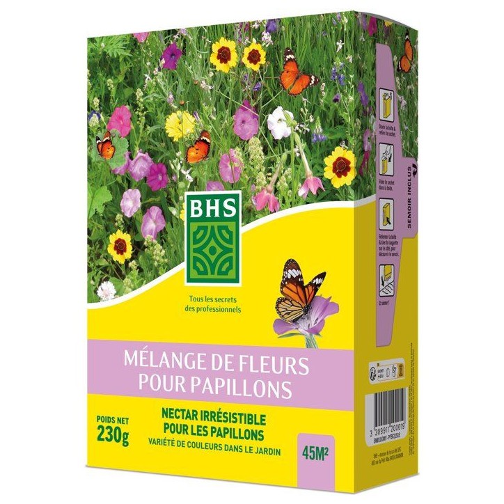 Mélange de fleurs pour papillons - BHS - 230 g - 39 variétés vivaces et annuelles Mélange de fleurs pour papillons - BHS - 230 g - 39 variétés vivaces et annuelles