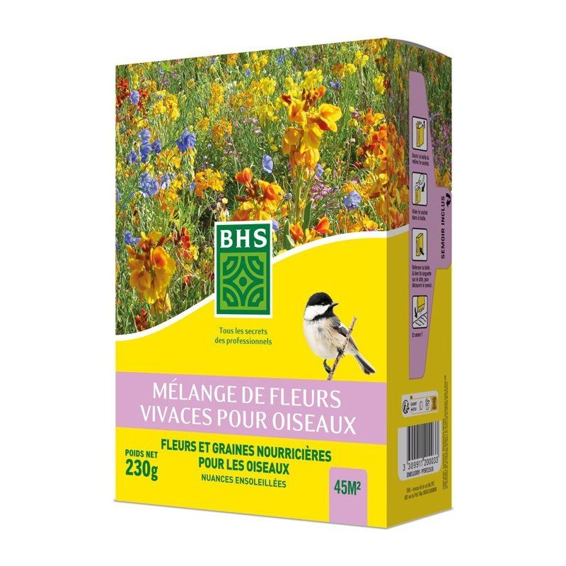 Mélange de fleurs vivaces pour oiseaux - BHS - 230 g - 18 variétés