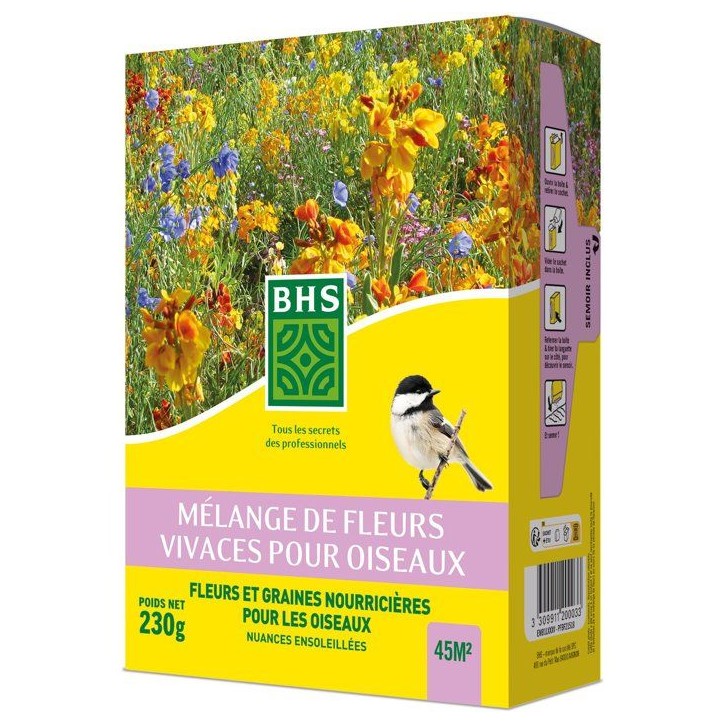 Mélange de fleurs vivaces pour oiseaux - BHS - 230 g - 18 variétés vivaces Mélange de fleurs vivaces pour oiseaux - BHS - 230 g - 18 variétés vivaces