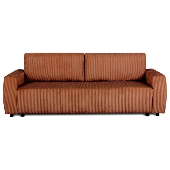 Canapé convertible - 3 places - PHARELL - Tissu Velours côtelé Terracotta - Coffre - 231 x 84 x 91 cm Canapé convertible - 3 places - PHARELL - Tissu Velours côtelé Terracotta - Coffre - 231 x 84 x 91 cm