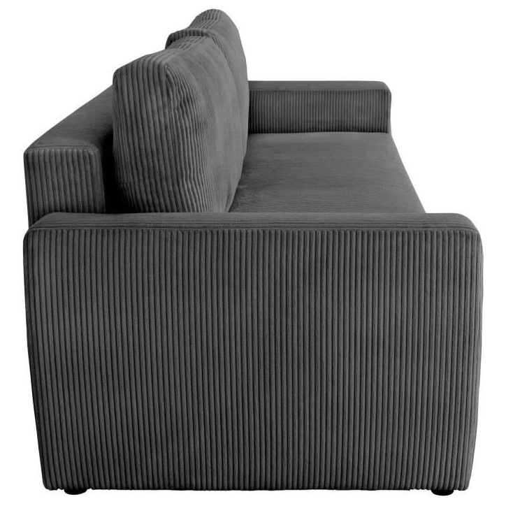 Canapé convertible - 3 places - PHARELL - Tissu Velours côtelé Anthracite - Coffre - 231 x 84 x 91 cm Canapé convertible - 3 places - PHARELL - Tissu Velours côtelé Anthracite - Coffre - 231 x 84 x 91 cm