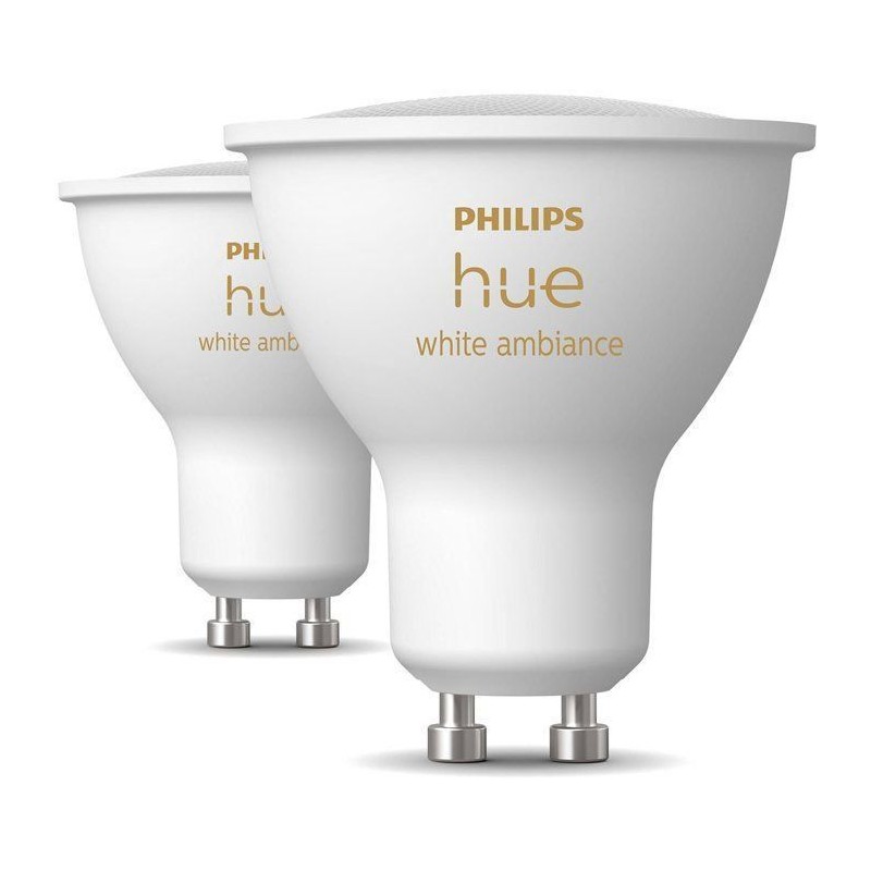 Pack de 2 ampoules LED - PHILIPS HUE - Spot GU10 - Blanc chaud a blanc