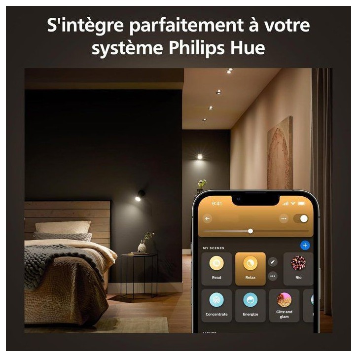 Pack de 2 ampoules LED - PHILIPS HUE - Spot GU10 - Blanc chaud a blanc froid Pack de 2 ampoules LED - PHILIPS HUE - Spot GU10 - Blanc chaud a blanc froid