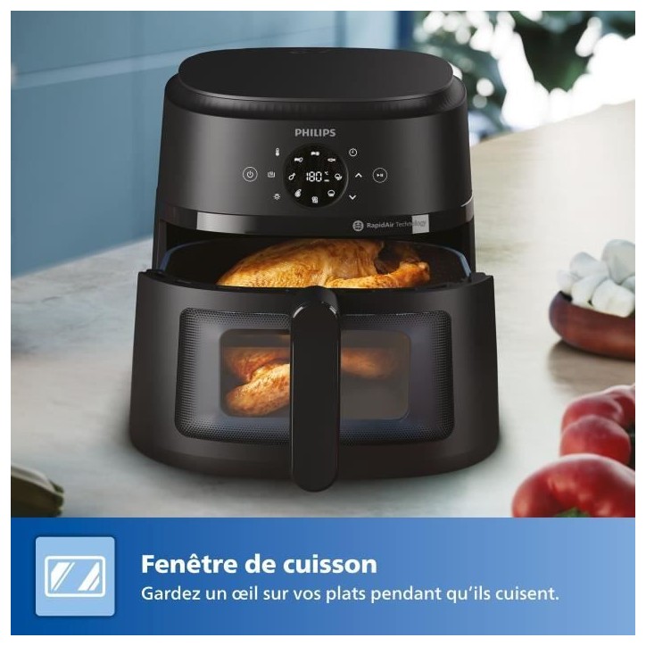 Friteuse sans huile - PHILIPS - NA230/00 - Airfryer Série 2000 6.2L - 13 modes de cuisson - fenetre de cuisson - 1500W - Noir Friteuse sans huile - PHILIPS - NA230/00 - Airfryer Série 2000 6.2L - 13 modes de cuisson - fenetre de cuisson - 1500W - Noir