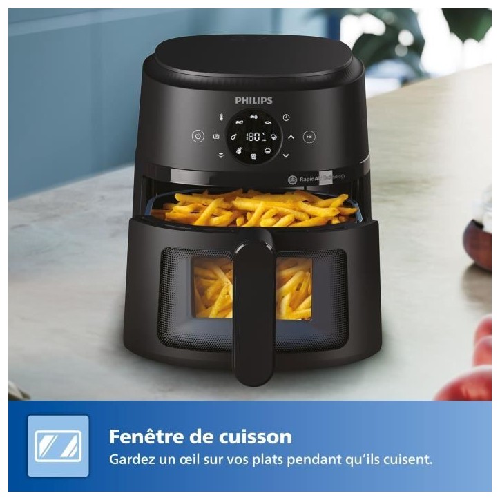Friteuse sans huile - PHILIPS - NA220/00 - Airfryer Série 2000 4.2L - 13 modes de cuisson - fenetre de cuisson - 1500W - Noir Friteuse sans huile - PHILIPS - NA220/00 - Airfryer Série 2000 4.2L - 13 modes de cuisson - fenetre de cuisson - 1500W - Noir