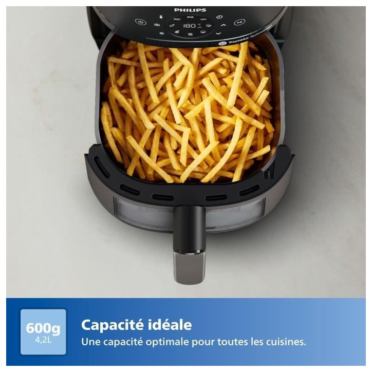 Friteuse sans huile - PHILIPS - NA220/00 - Airfryer Série 2000 4.2L - 13 modes de cuisson - fenetre de cuisson - 1500W - Noir Friteuse sans huile - PHILIPS - NA220/00 - Airfryer Série 2000 4.2L - 13 modes de cuisson - fenetre de cuisson - 1500W - Noir