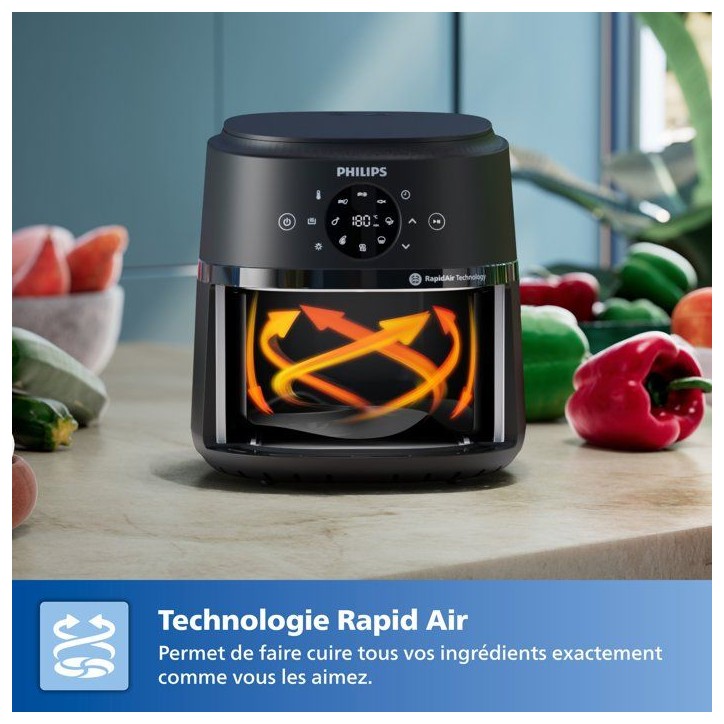 Friteuse sans huile - PHILIPS - NA210/00 - Airfryer Série 2000 - Capacité 3,2 L - 13 modes de cuisson - 1300 W - Noir Friteuse sans huile - PHILIPS - NA210/00 - Airfryer Série 2000 - Capacité 3,2 L - 13 modes de cuisson - 1300 W - Noir